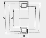 Schaeffler INA SL182214-A-C3 Full Complement Cylindrical Roller Bearing Sketch